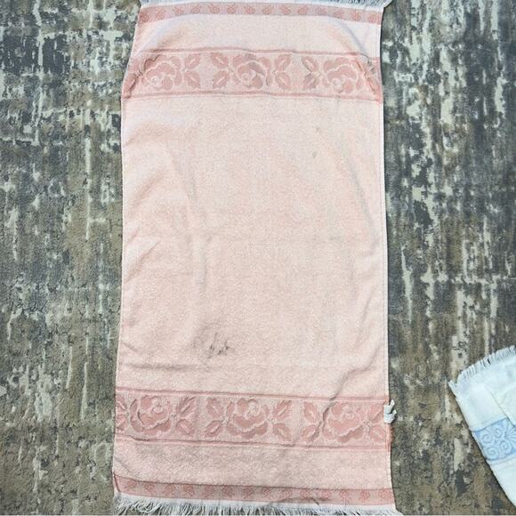 Vintage Cannon Fringe Bathroom Bath & 2 Hand Towels Set of 3 - Picture 3 of 9